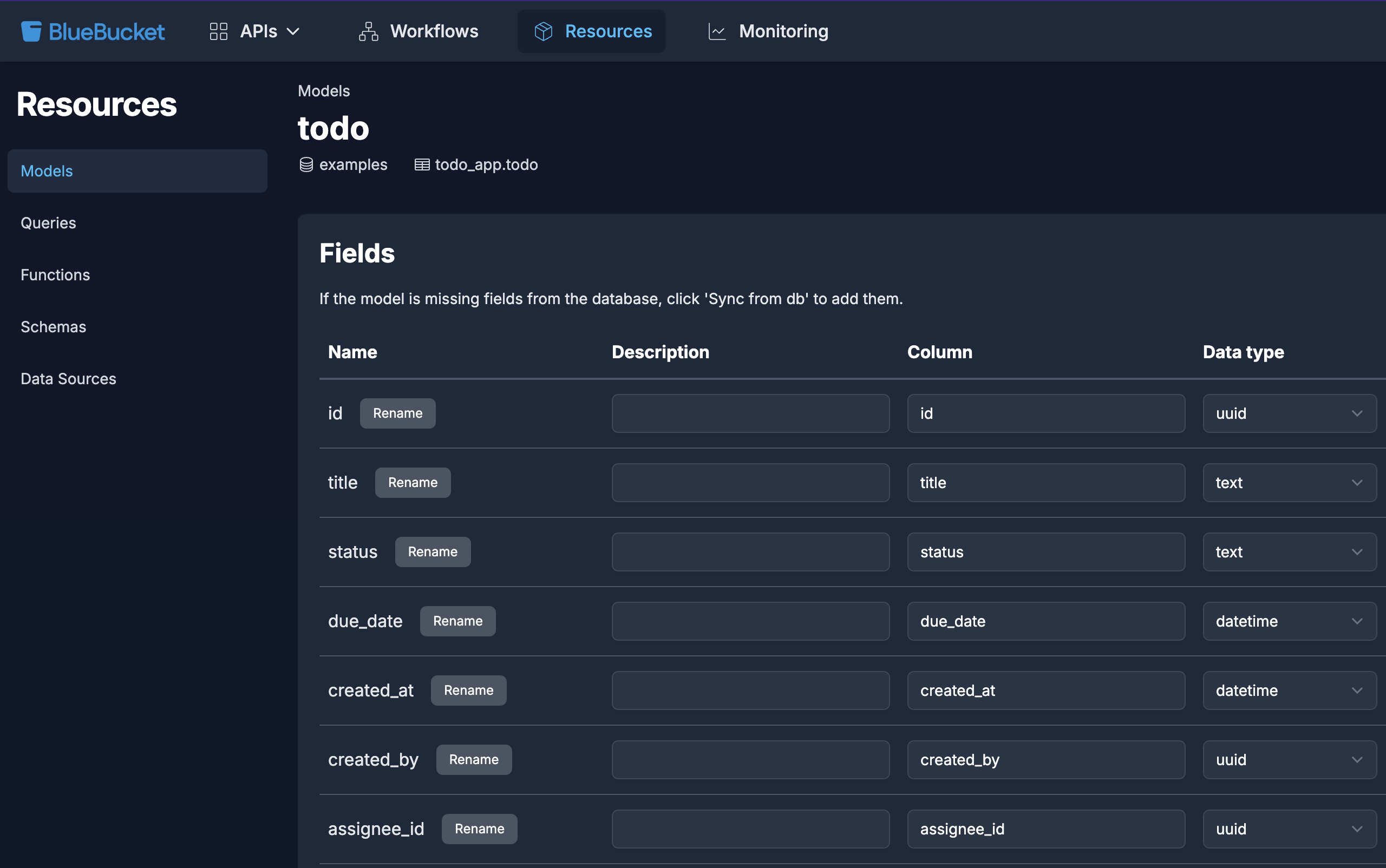 Models screenshot